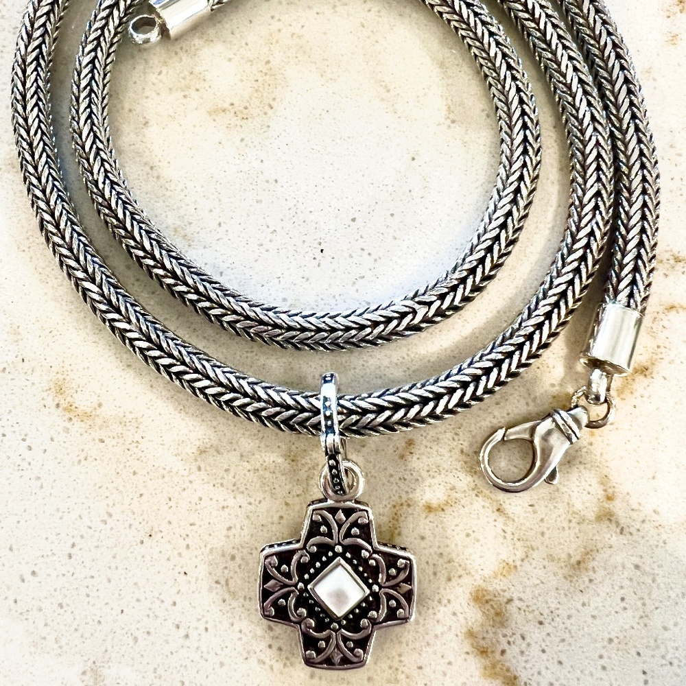 30" SUBSTANTIAL AND BOLD STERLING CABLE ROPE NECKLACE WITH DETACHABLE PENDANT